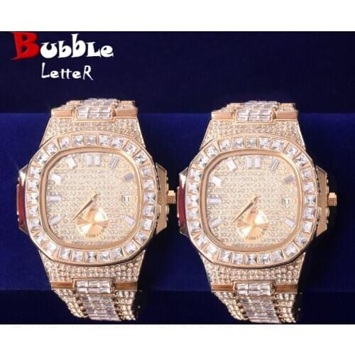 Mens Square watch Big Dial Military Quartz Clock Luxury Baguett Rhinestone Business Waterproof wrist watches Relogio Masculino