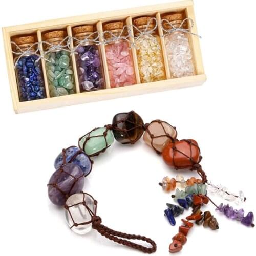 Natural Crystal Raw 7 Chakra gravel Mineral Specimen tumbled Healing Collection box