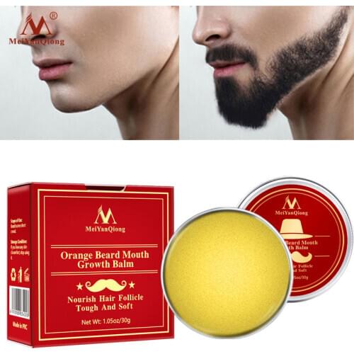 Natural Orange Organic Beard Oil Beard Wax balm Hair Loss Products Leave-In Conditioner for Groomed Beard Growth Health Care 30g