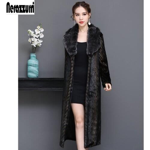 Nerazzurri winter faux fur coat women 2019 fashion long sleeve warm female furry fluffy fake mink fur overcoat plus size 5xl 6xl