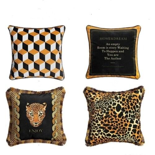 Wholesale Home Decorative Velvet Cushion Covers For Sofa Neopard Print Vintage Pillow Case Cover 18x18 Inch Luxury