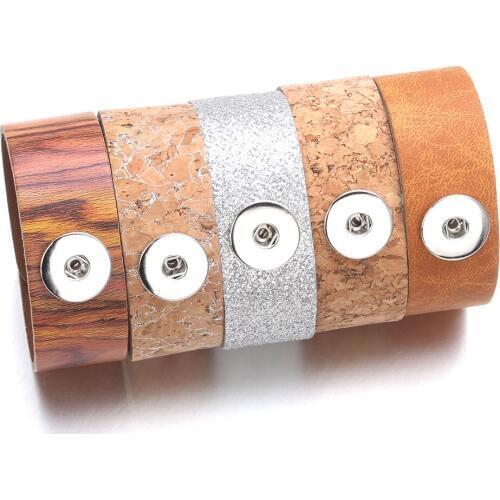 New Fashion Leather Snap Bracelet fit 18mm snap button jewelry handmade Braided Leather Bracelets for women men Button Bracelet