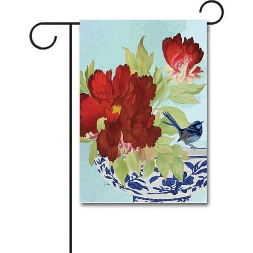 Custom Birds Garden Flag 12x18inches 110D Knitted Polyester Blue Bird Flag Double Sided Without Flagpole