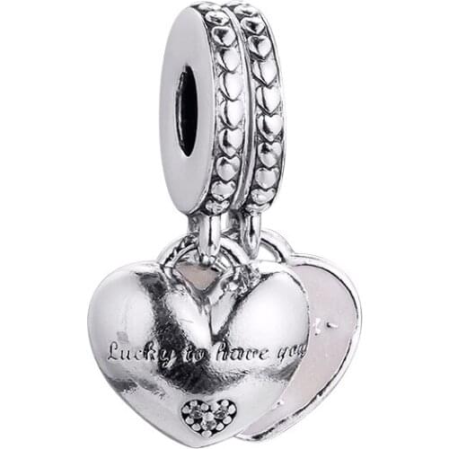 Fits for Pandora Beads Bracelets Daughter- & Mother in Law Split Dangle Charms 100% 925 Sterling Silver Jewelry Free Shipping