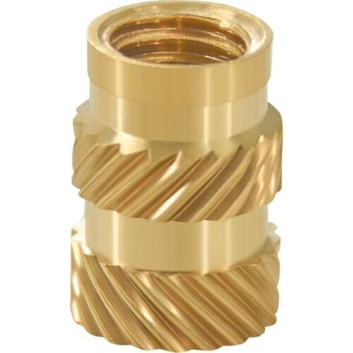 Q1JF M4 Brass Hot Melt Inset Nut Heating Molding Copper Thread Inserts Double Twill Knurled Injection Brass Nut SL-type100pcs