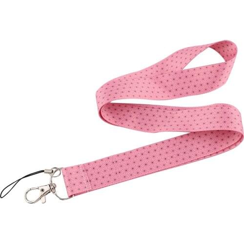 JF1020 Anime Lanyard Pink Print Lanyards Strap Cell Phone Holder Neck Straps Hanging Ropes Fashion Buttons Accessories