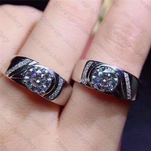 Luxury shiny Moissan diamond ring 925 silver couple style ring couple must-have romantic gift