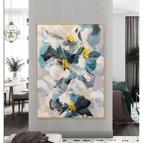100% Hand Painted Flower Oil Painting Handmade Texture Thick Floral Wall Art Painting Wall Pictures Showpiece For Living Room
