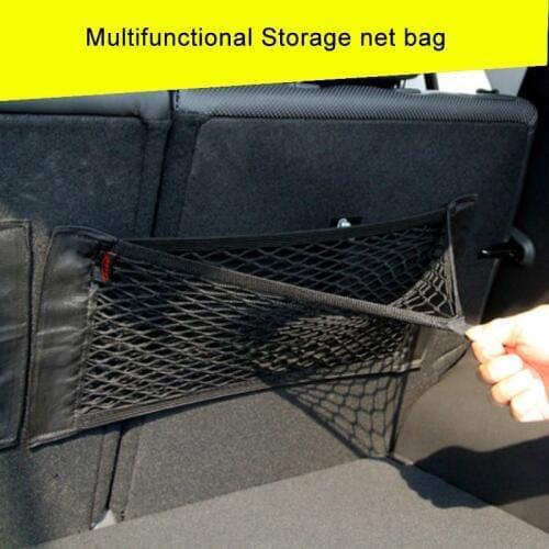 Size 40cm x 25cm Auto Seat Back Storage Mesh Net Bag Car Magic Sticking Holder Pocket Trunk Organizer