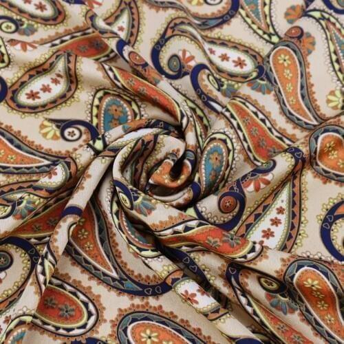 Silky Polyester Satin Tissu Paisley Fabric For Dress