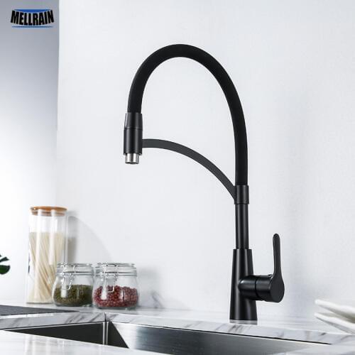 Blackend Pull Out Kitchen Faucets Side Aerator Silica Gel Pipe Sink Kitchen Faucet Single Handle 360 Rotation Mixer Tap