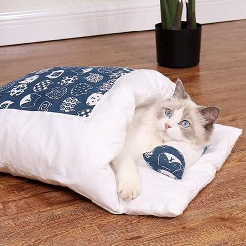 Cats Sleeping Bags Sofa Mat Safety Puppy Bed House Soft Puppy Bed Nest Winter Comfortable Kitten House for Home Pet Supplies