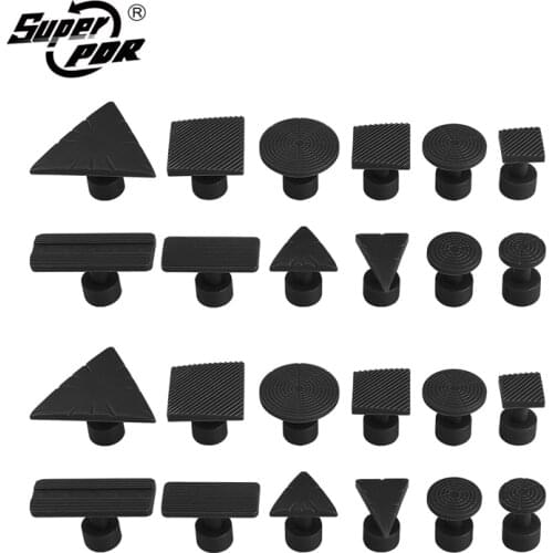 Super PDR Tool 24Pcs Black Glue Gasket Auto Body Paintless Dent Repair Auxiliary Tools Glue Tabs Fungus Suction Cup Suckers