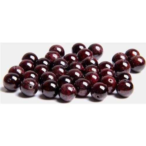 6-12mm Dark Red Natural Garnet Beads Smooth Agates Round Gem Stone Beads For Jewelry Making Bracelet Necklace DIY 15" Strand
