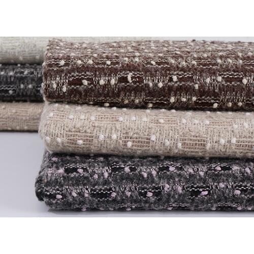 KT00235 Thick Winter Sweater Fabric Knit Jacquard Wool Fabric Polyester For Cardigan 435g Sewing Material 50*150 Cm/Piece