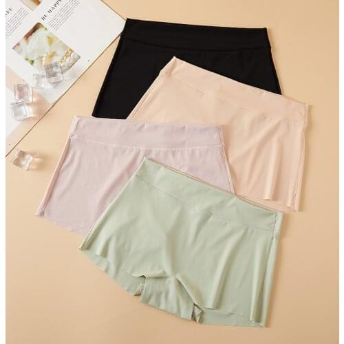 Seamless Silk Women Safety Short Pants Nylon Panties Traceless Girls Emptied Boyshorts Boxers Summer Cool Female Underwear