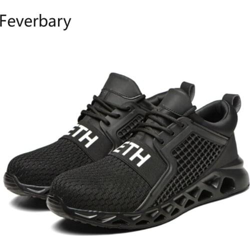 Feverbary Mens safety Shoes Outdoor Steel Toe Anti Smashing Work Shoes Womens Light Puncture Proof Comfortable Fashion