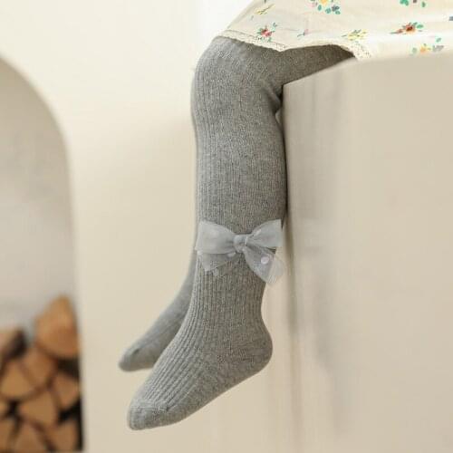 Spring Autumn Bright Dot Bow Pantyhose Children Girls Baby Leggings Outer Wear Cotton Warm tights колготки детские хлопок