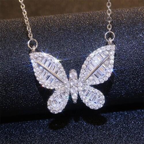 YOUHAOCC New Girly Butterfly Inlaid Zircon Necklace Designer Charm Ladies Pendant Sweet and Simple All-match Jewelry