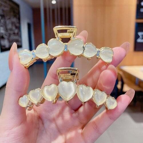 Women Elegant Flower Heart Opal Metal Hair Claw Sweet Back Hair Clip Hairpin Hair Decorate Hair Accessories крабик для волос