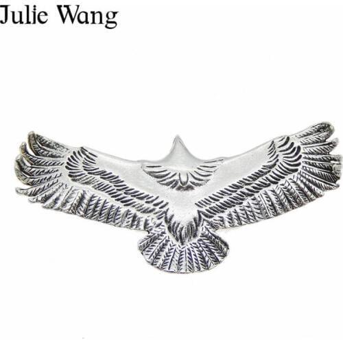 Julie Wang 5pcs Alloy Flying Eagle Charms Antique Silver Color Bird Necklace Pendants Earrings Findings Jewelry Making Accessory