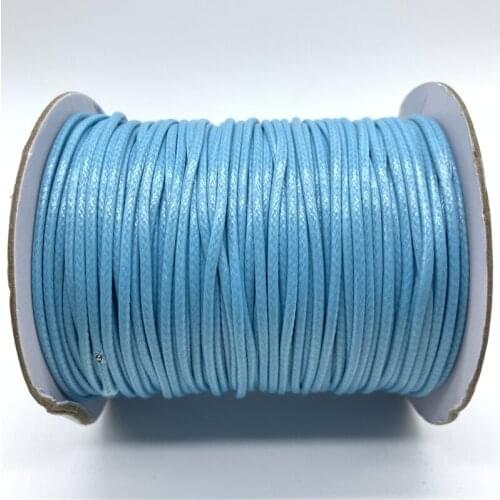 0.5/0.8/1/1.5/2mm Sky Blue Waxed Cotton Cord Waxed Thread Cord String Strap Necklace Rope For Shamballa Bracelet Making