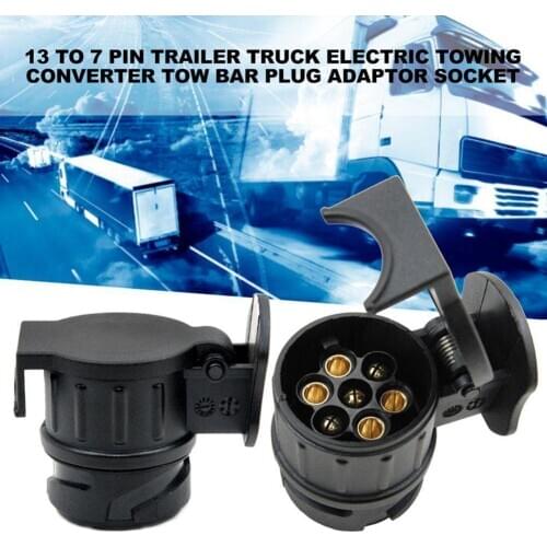 13 To 7 Pin Plug Adapter Trailer 12V Towbar Towing Electrical Wiring Converter Truck Black Plastic Connector Cable Caravan M0K7