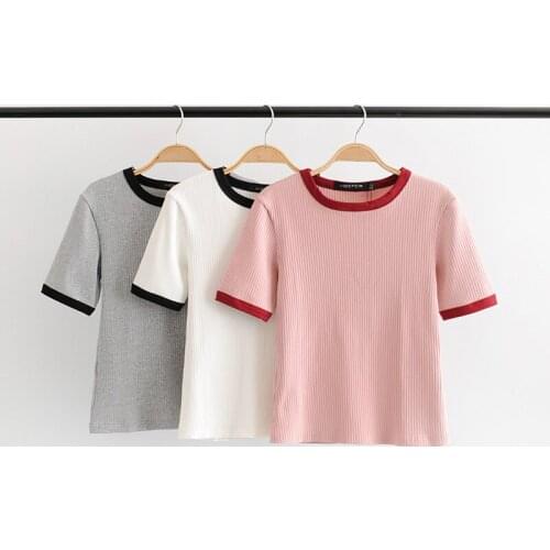 2021 Womens Summer Elasticity T Shirt Women Cute Tops Tees Short Sleeve O-neck Female Casual Kawaii Clothes Ladies T-Shirt