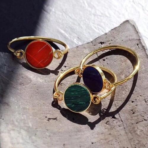 3 colors fashion famous brand jewelry nature stone round ball bracelet bangles circle disc bangle party wedding gift