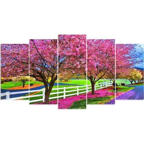 5pcs/set,pink tree,sakura,art,Home Decoration 5D DIY Diamond Painting Resin Square Drill,full square Diamond Embroidery mazayka