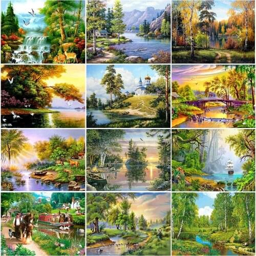 5D DIY Diamond Painting Landscape Rhinestone Art Painting Cross Stitch Kit Diamond Embroidery Inlaid Mosaic Home Decoration Gift
