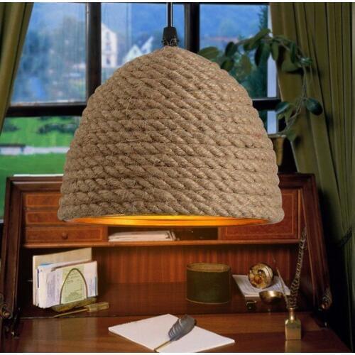American Loft Style Hemp Rope Droplight LED Edison Vintage Pendant Light Fixtures For Dining Room Hanging Lamp Indoor Lighting