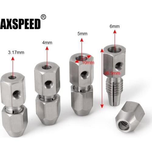 AXSPEED RC Electric Boat Ship Motor Shaft Flexible Coupling Stainless Steel 3.17/4/5/6mm * 4mm Flex Collet Coupler RC Toys Tool