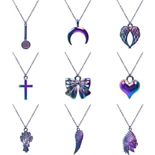 Simple Metal Cross Angel Wing Pendant Chain Ox Horns Heart Love Choker Women Female Bijoux Collares Gift Jewelry Wholesale