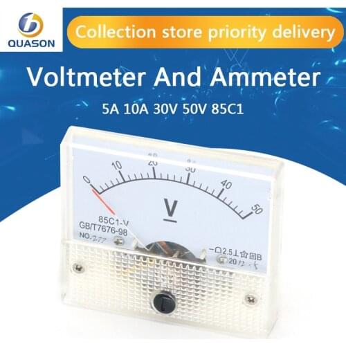 DC Analog Voltmeter Current Meter Panel 5A 10A 30V 50V 85C1 Pointer Gauge Panel Amp Volt Voltage Current Digital Display