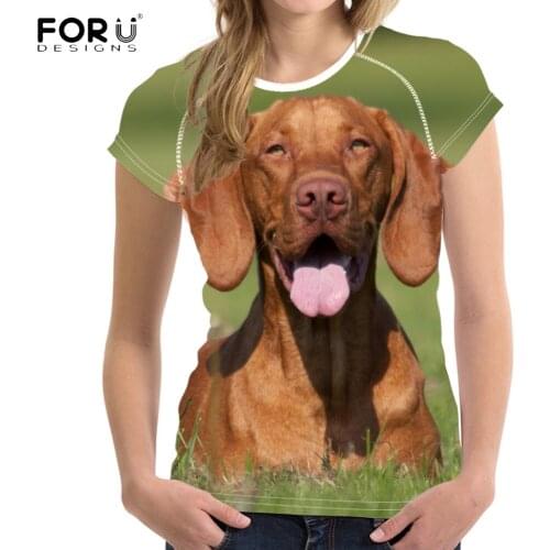 FORUDESIGNS Lovely 3D Dog/Puppy Vizsla Print Womans T-shirts Fashion Summer Short Sleeve Tees Clothing Breathable Tshirts Girls