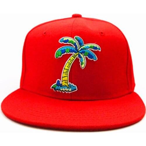 Coconut Tree Embroidery Cotton Baseball Cap Hip-hop Cap Adjustable Snapback Hats for Men and Women 330
