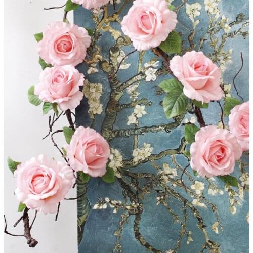 182cm Artificial Flowers Rose Rattan Fake Plants Leaves Silk Roses Vine Ivy For Wedding Arch Garland Party Home Decoration