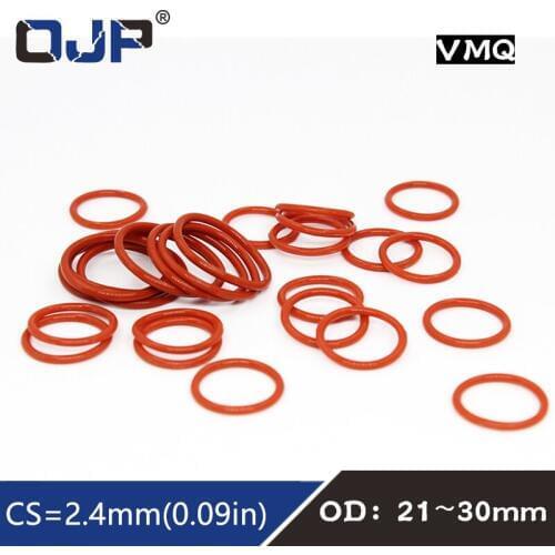 5PCS/lot Red Silicon Rings Silicone/VMQ O ring 2.4mm Thickness OD21/22/23/24/25/26/27/28/29/30/31mm Rubber O-Ring Seal Gasket