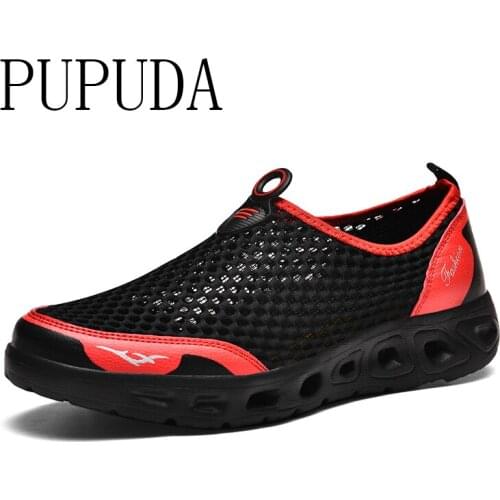 PUPUDA mesh sneakers men breathable big size12 fashion running shoes men trend lightweight outdoor men casual shoes comfortable