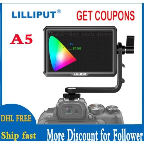 Lilliput A5 5" IPS 4K HDMI Camera Monitor for DSLR or Mirrorless Camera, Camera-top Field Video Monitor