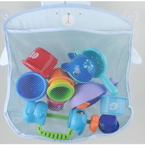 Cartoon Kids Bath Toys Mesh Bag Baby Bathroom Shower Net Suction Cup Hanging Storage Holder Multifunction Bath Organizer