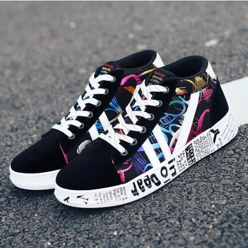 New Men Sneakers Casual Shoes Men Lovers Printing Fashion Flat Tenis Masculino Vulcanized Shoes Zapatos De Hombre Men High-tops