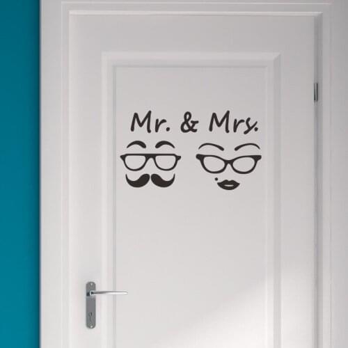 Wall Sticker DIY MR&MRS Retro Glasses Toilet Sign Background Home Decoration Wallpaper Removable Door Stickers Mural Decals