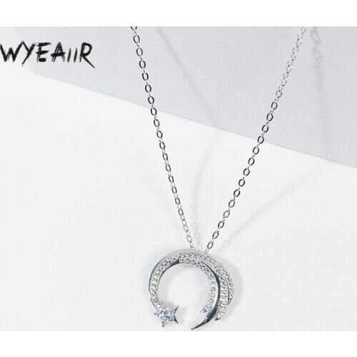 WYEAIIR New Meteor Garden Zircon Rhinestone Creative Art Stars Moon 925 Sterling Silver Clavicle Chain Female Necklace