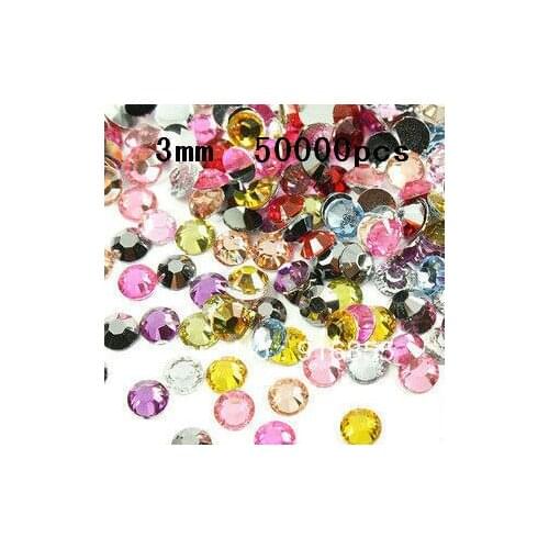 Wholesale 3mm 50000pcs/bag mixed color Resin rhinestones flatback Free shipping DIY Jewellry Accessories