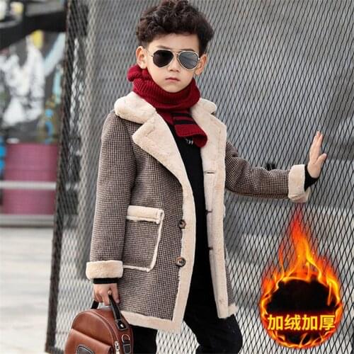 Autumn Winter Wool Coat For Boys 2021 New Turn Collar Big Pockets Kids Woolen Jacket Childrens Warm Casual Thickend Outerwear