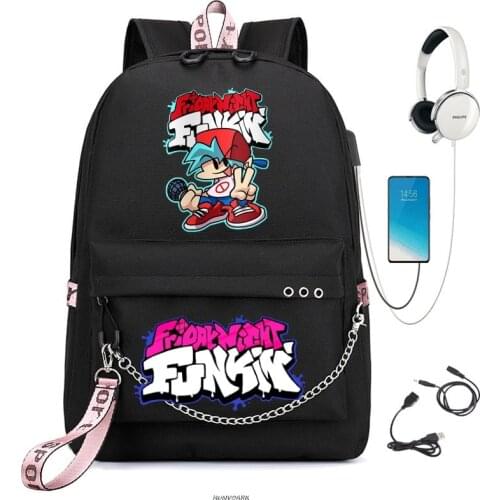 Friday Night Funkin Backpack Personalized Fashion Travel Laptop Backpack USB Charging Teenagers School Bags Capacity Backpack