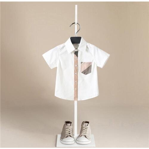 New 2020 Summer Children shirts Printing stripe pattern Cotton 100% Short-sleeved Boys shirts Fit for 2-6 Years kids shirts