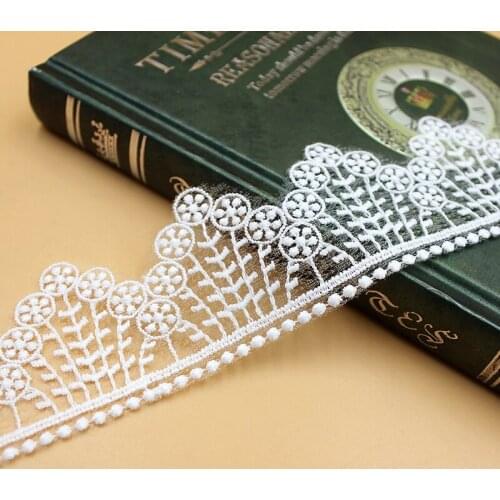 Mesh Lace Trim 10 Yard Ivory Beige Gauze Tulle Cotton Embroidery Ribbon Edge Dress Clothes Fabric 4.5cm 1.8"Wide 1036939M4F314